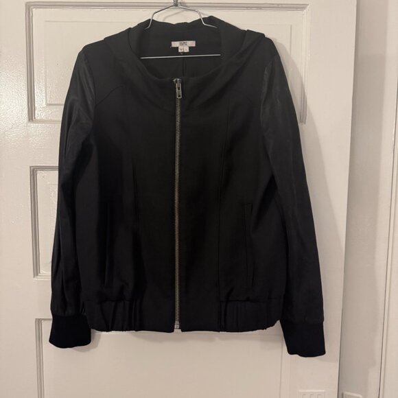 Helmut Lang Women's Hooded Shell Jacket - L Black Moto / Bomber, wool leather - Picture 5 of 13